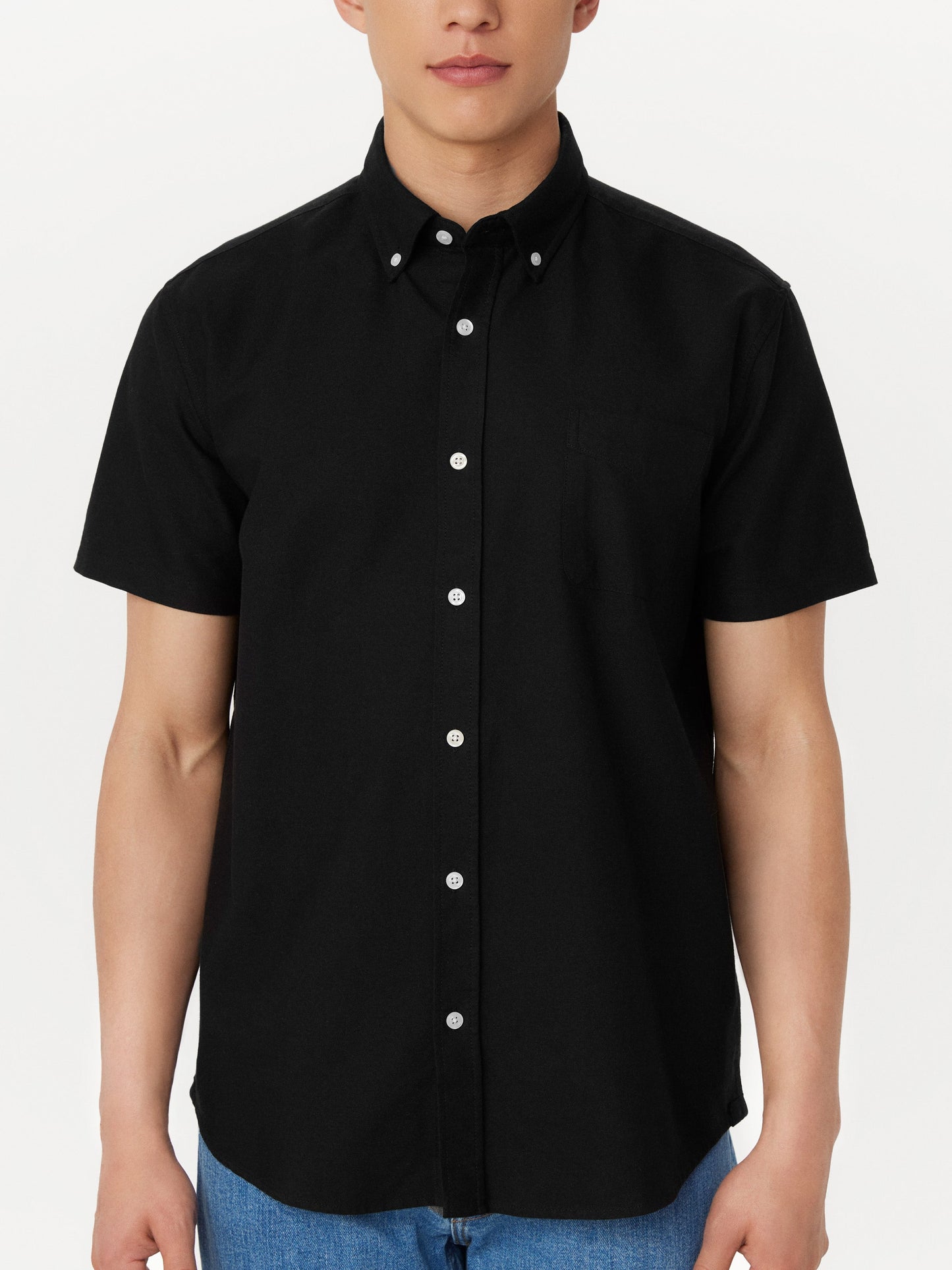 The Jasper Short Sleeve Oxford Shirt in Black