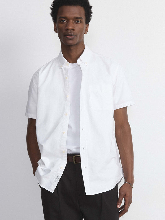 The Jasper Short Sleeve Oxford Shirt in White