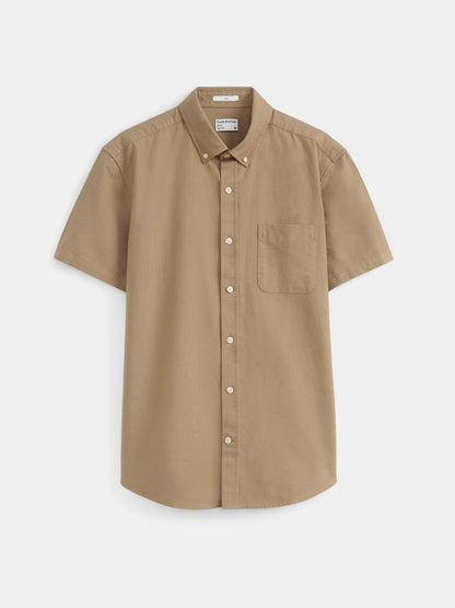 The Jasper Short Sleeve Oxford Shirt in Sandstone