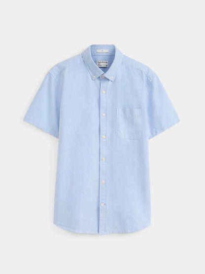 The Jasper Short Sleeve Oxford Shirt in Medium Blue