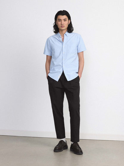 The Jasper Short Sleeve Oxford Shirt in Medium Blue