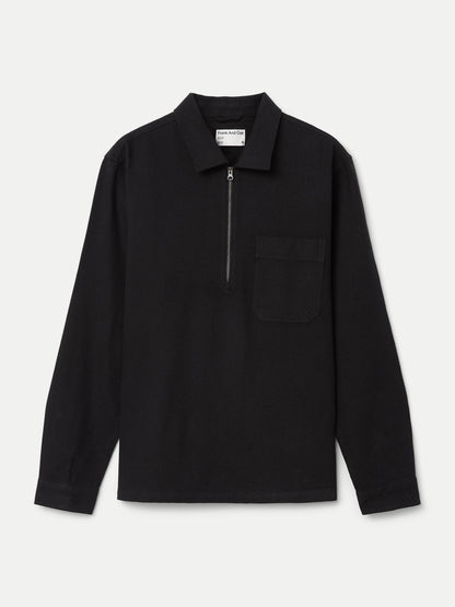 The Kapok Flannel Half Zip in Black