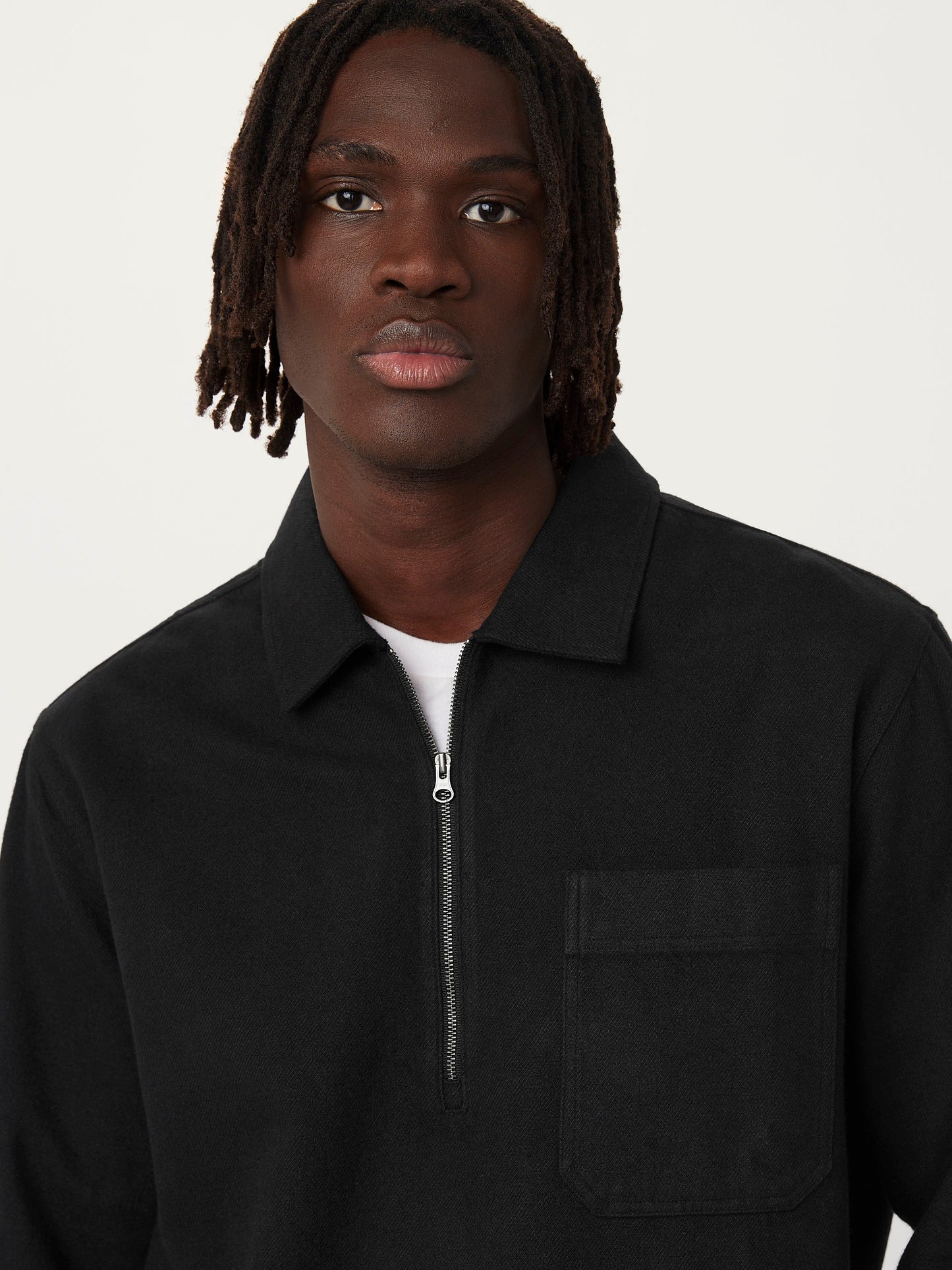 The Kapok Flannel Half Zip in Black