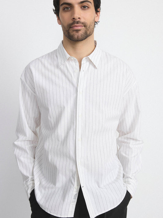 The Loose Pinstripe Shirt in White