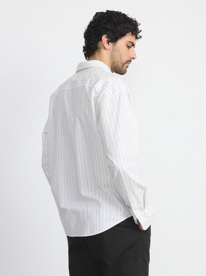 The Loose Pinstripe Shirt in White