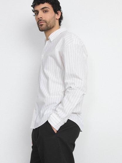 The Loose Pinstripe Shirt in White