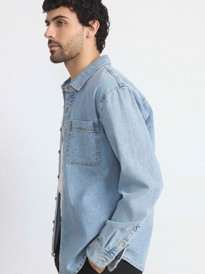 The Utility Denim Shirt in Vintage Blue