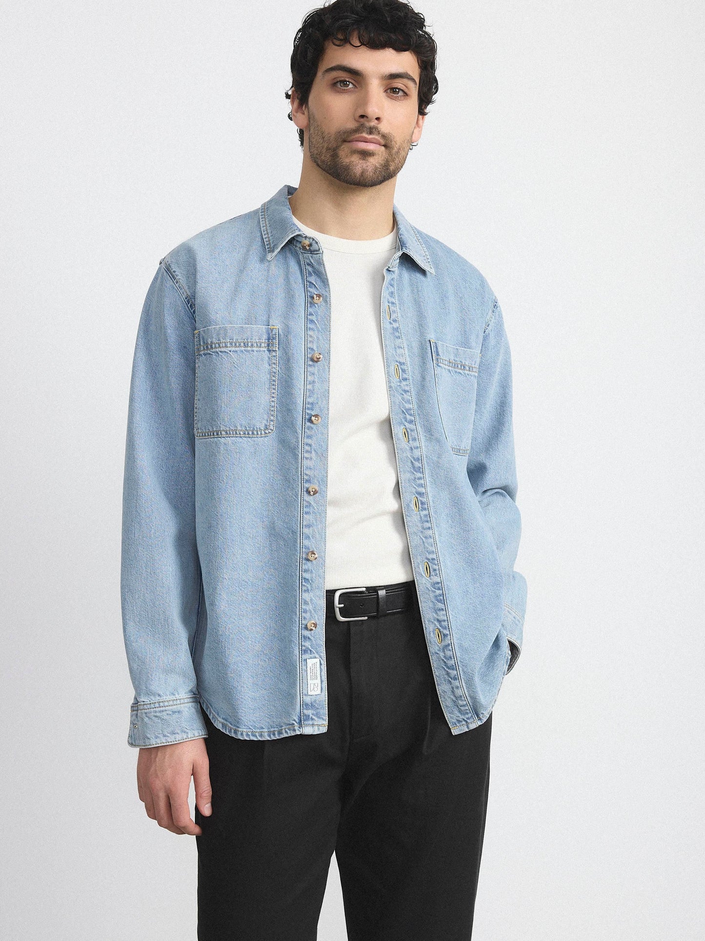 The Utility Denim Shirt in Vintage Blue