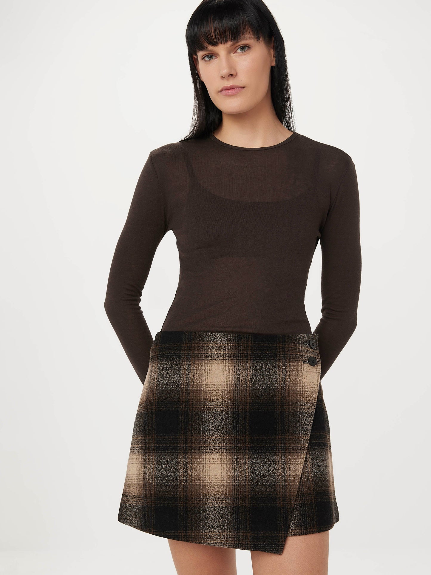 The Mini Wrap Skirt in Dark Chocolate