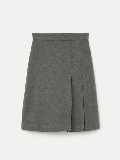 The Pleated Midi Skirt in Grey Black