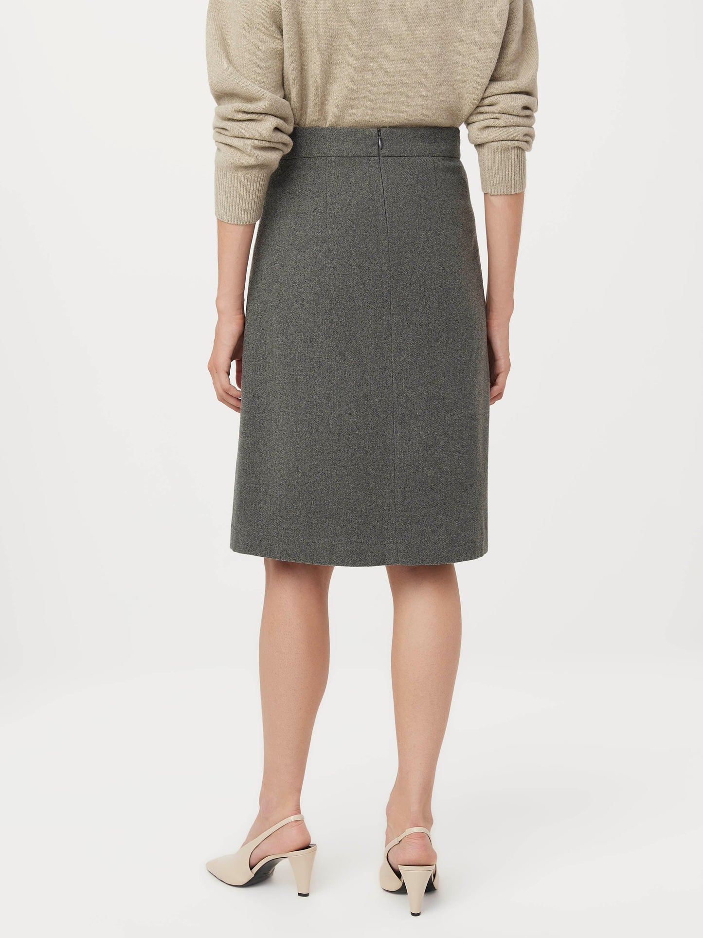 The Pleated Midi Skirt in Grey Black