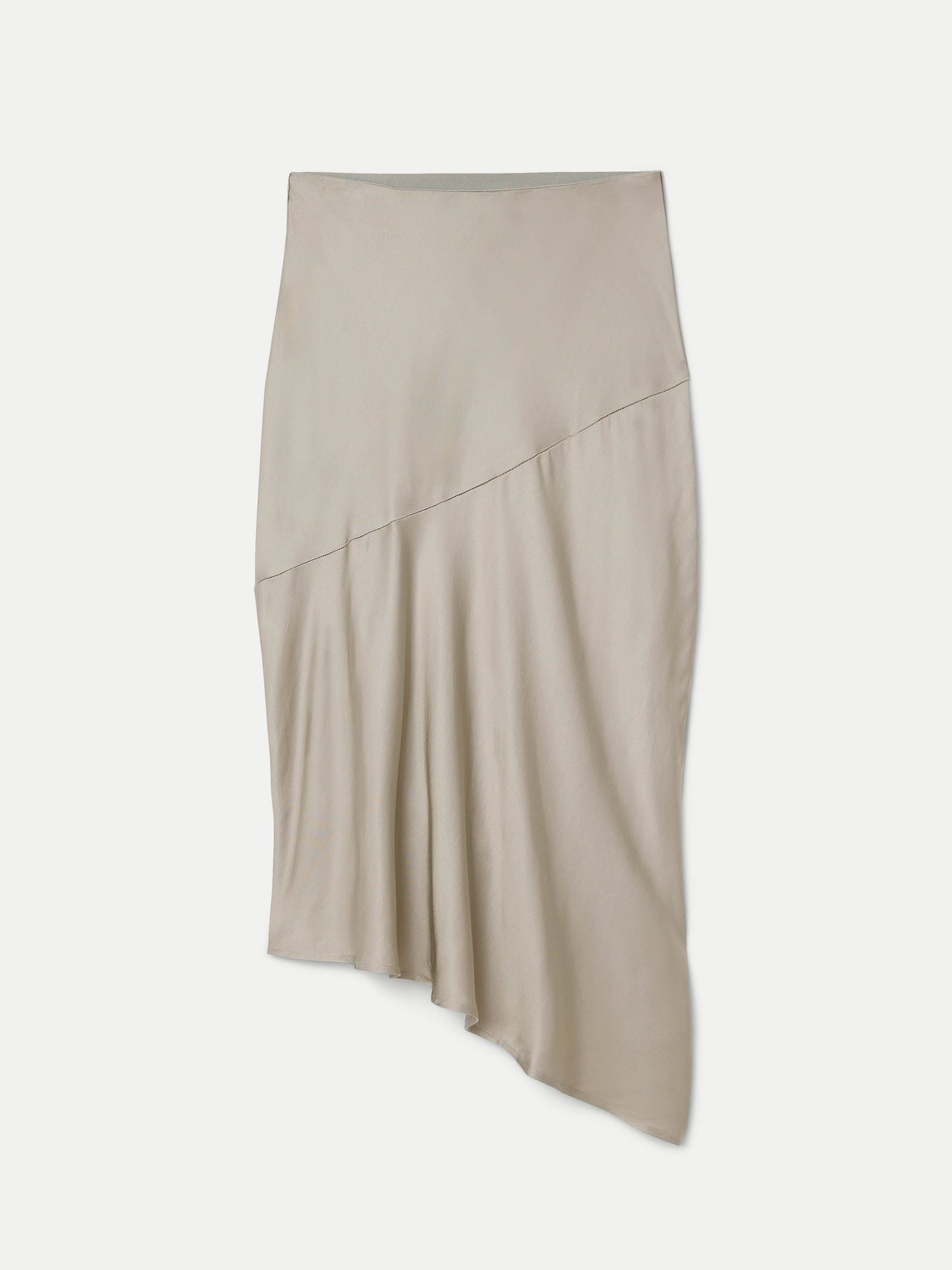 The Asymmetrical Midi Skirt  in Light Grey