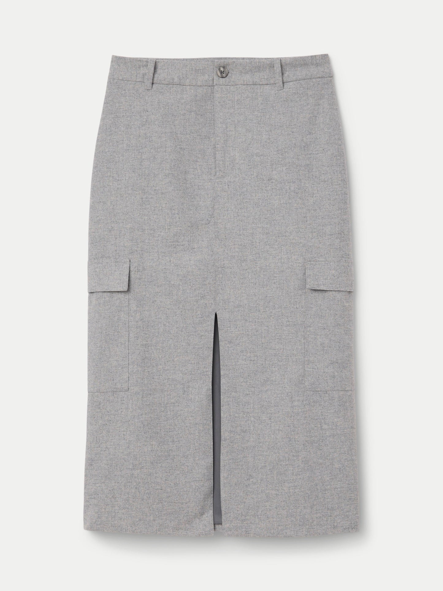 The Cargo Midi Skirt in Light Grey