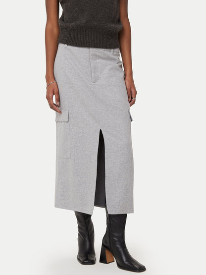 The Cargo Midi Skirt in Light Grey