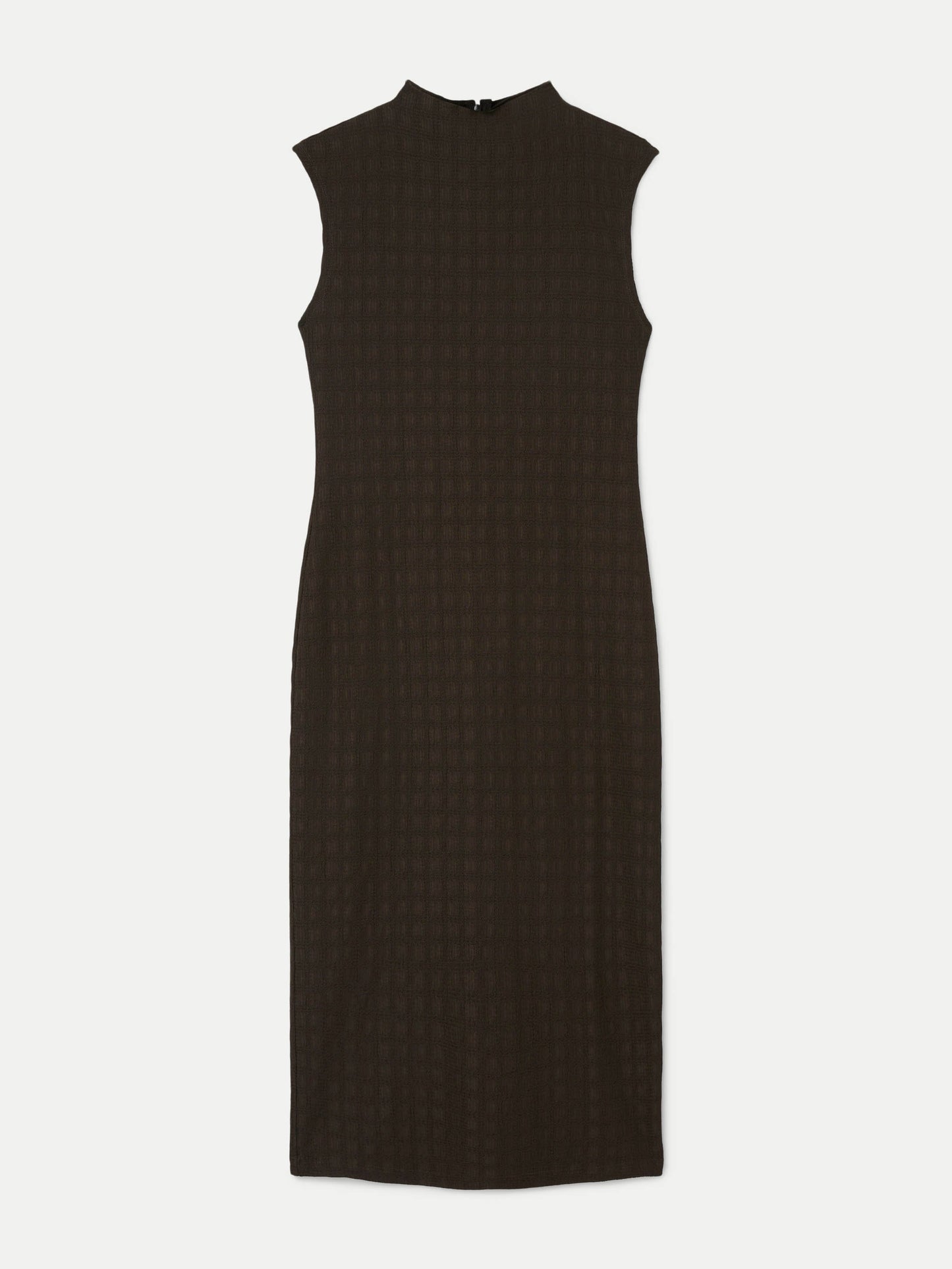 The Textured Midi Dress in Dark Chocolate