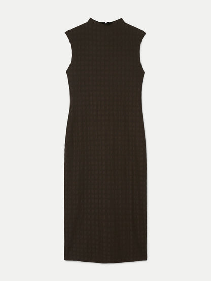 The Textured Midi Dress in Dark Chocolate