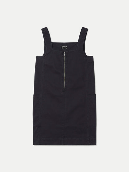 The Twill Pinafore Dress in Dark Navy