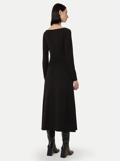 The Open Neck Long Dress in Black