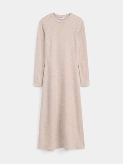 The Ribbed Maxi Dress in Beige